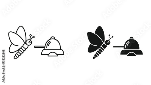 Butterfly Service Bell Icon Concept