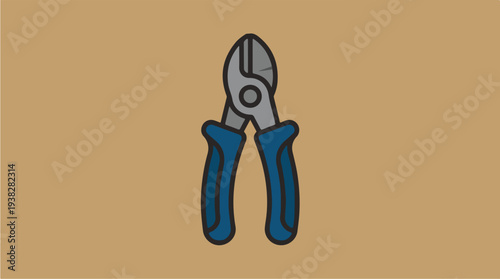 Illustration of a pair of bolt cutters with blue handles.