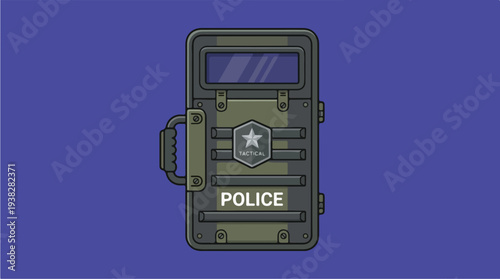 Illustration of a Police Riot Shield with Star Emblem.