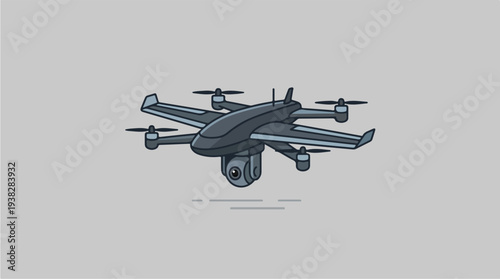 Modern Drone with Camera and Wings.