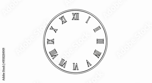 A circular outline with Roman numerals marking the hours of a clock face