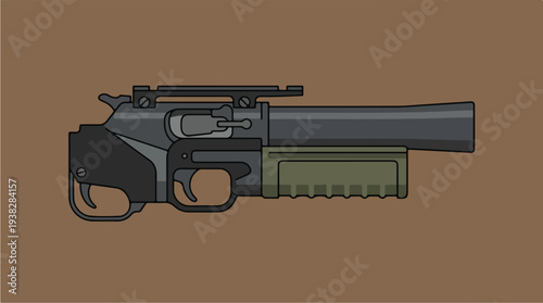 Modern Revolver with Underbarrel Grenade Launcher Attachment.