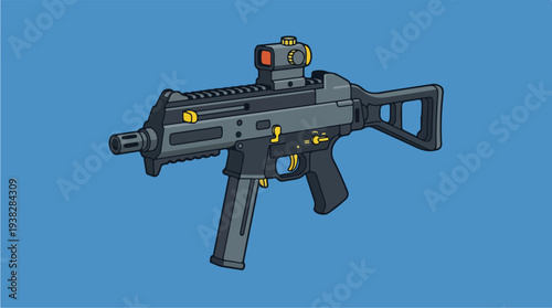 Modern Submachine Gun with Red Dot Sight.