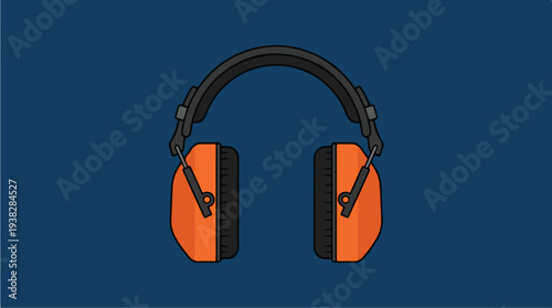 Orange and Black Industrial Hearing Protection Earmuffs.