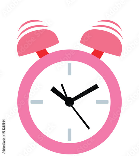 Retro Alarm Clock Vector – Flat Style Illustration on white Background
