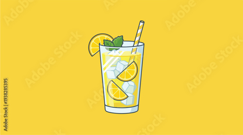 Refreshing Lemonade Drink with Ice and Mint 1.