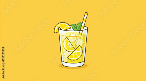 Refreshing Lemonade Drink with Ice and Mint.