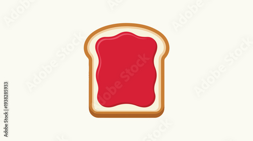 Slice of Bread with Red Jam Spread.