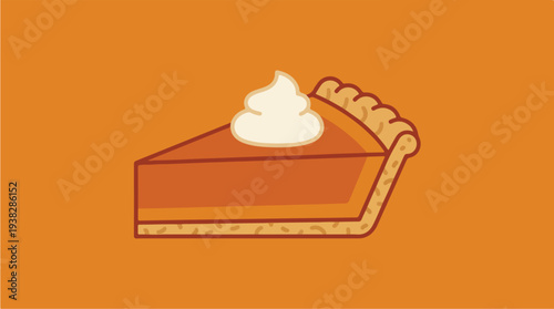 Slice of Pumpkin Pie with Whipped Cream.