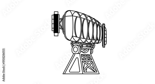 Telescope Illustration Line Art Drawing.