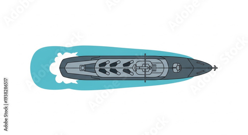 Top View of Cruise Ship Illustration.