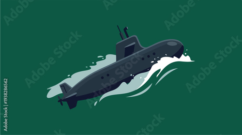 Submarine Navigating Through Water with Waves 1.