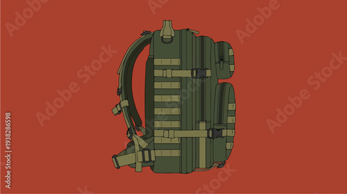 Tactical Backpack Military Style Olive Green Color.