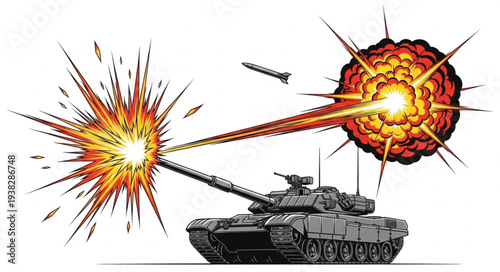 Tank Firing Cannon at Enemy Tank.