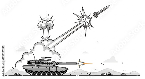 Tank Firing Cannon with Explosion.