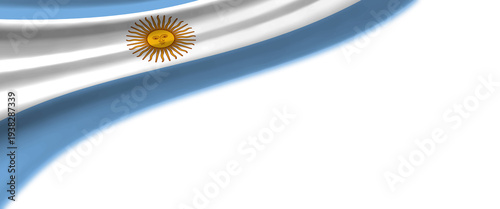White background with the flag of Argentina in the upper left corner