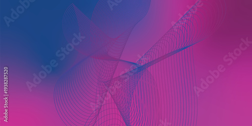 Curved navy blue and magenta radiant streaks moving across a deep shadowy space with scattered sparkling micro particles, modern futuristic tech background, vector illustration