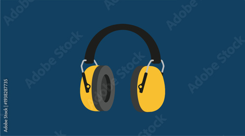 Yellow and Black Ear Defenders on Blue Background.