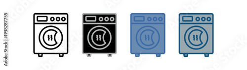 
Tumble dry icon set multiple style collection with clothes dryer design