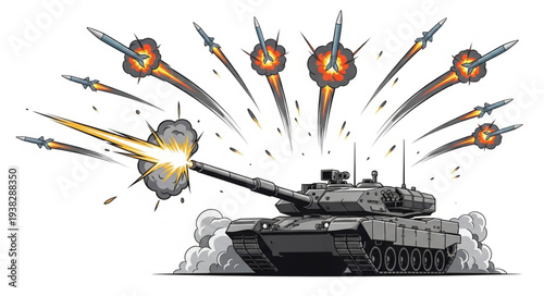 Tank Firing Missiles Illustration.
