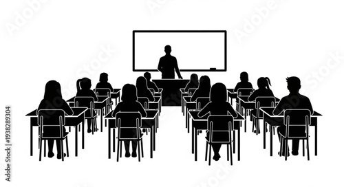 Teacher Lecturing Students in Classroom.