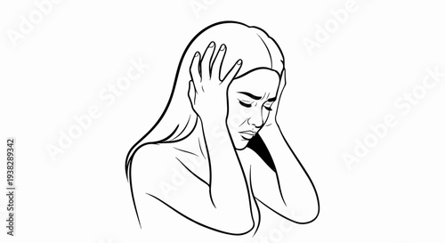 Person covering ears in distress