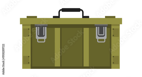 Green Military Ammunition Crate with Handle and Latches