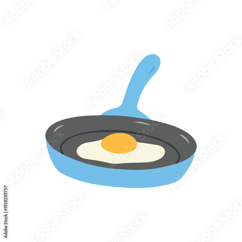Fried Egg in Blue Frying Pan
