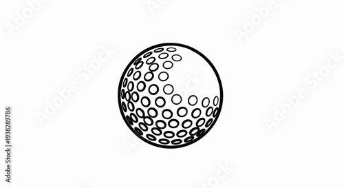 Monochrome sketch of a golf ball with dimples