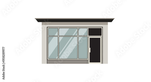 Modern Storefront with Large Display Windows and Door