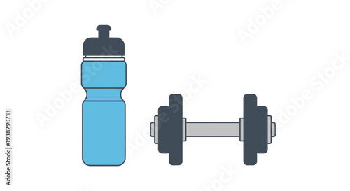 Fitness Water Bottle and Dumbbell Icon