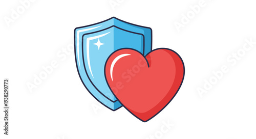 Heart and Shield Icon: Health and Safety Protection Concept