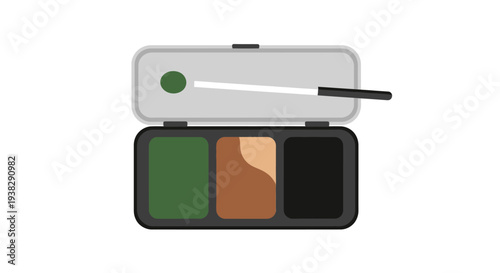 Camouflage makeup palette with brush, green, brown, black