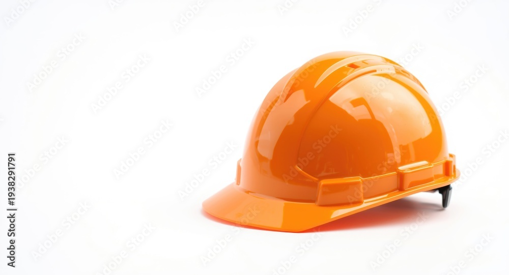 Fototapeta premium Bright white backdrop emphasizing a plastic safety helmet designed for industrial hazards
