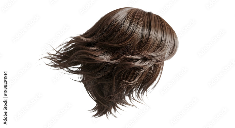 Naklejka premium Brown hair extension with long flowing locks isolated on transparent background