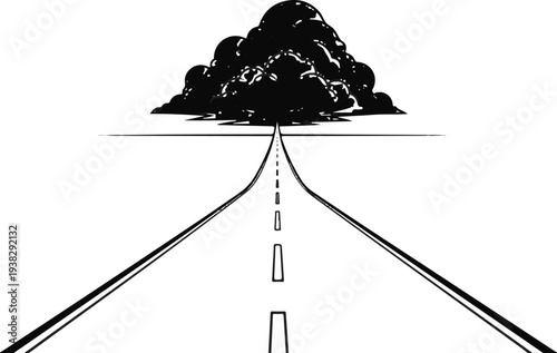 Road ahead leads to dark, swirling clouds
