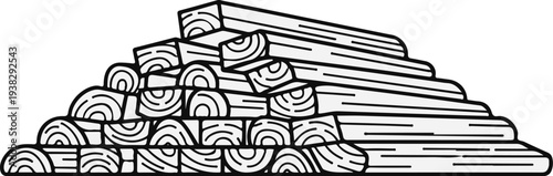 Stacked logs creating a rough, tiered pyramid shape