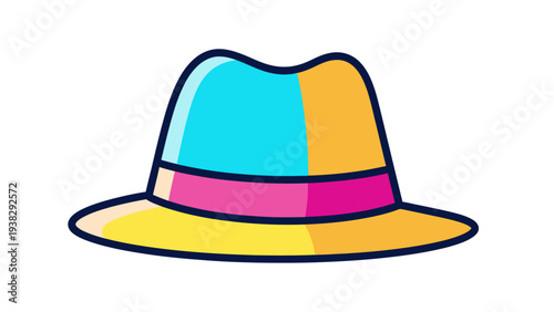 Colorful Fedora Hat Isolated on White Background