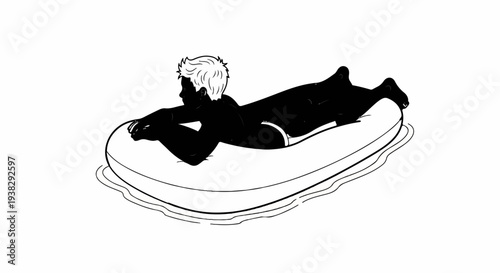 Person relaxing on an inflatable mattress in water