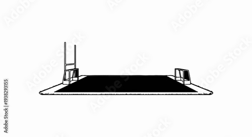 Minimalist outline of a field with goalposts and net
