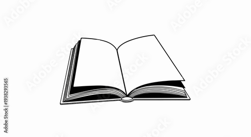 Open book with blank pages on a white background