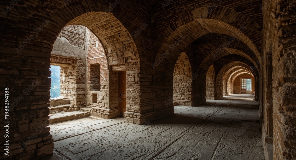Obraz premium Discovering Legendary Monastery Structures and Enigmatic Hallways