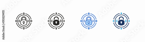 Set of cybersafe icon collection in multiple style. Icon suitable for web and mobile application