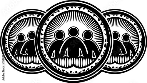 Stylized people icons in circle patterns for teamwork concepts