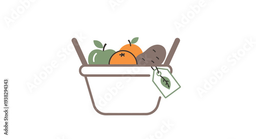 Fresh fruit in a shopping basket.