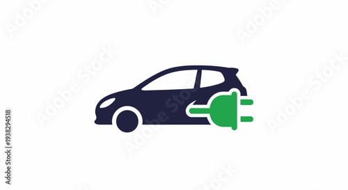 Electric car with green charger plug.