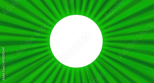 Bold green light rays enclosing a white circle for text placement