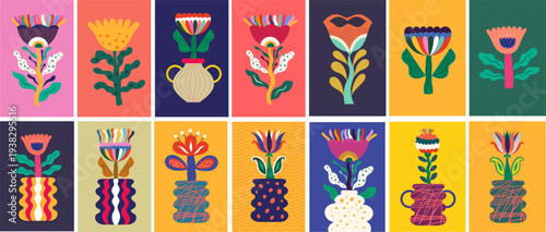Flower cards and prints. Modern creative floral vector illustrations. Art posters. Calendar design