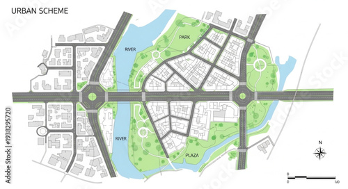 Urban Map with Green Space.