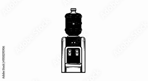 A simplified illustration of a water cooler with a large bottle